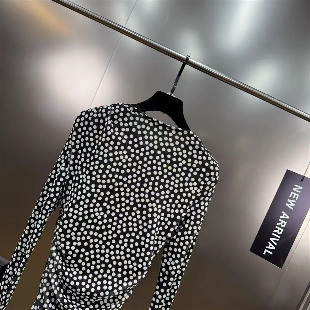 2025 겨울 여성 우아한 새틴 물방울 무늬 코르셋 여성 플리츠 스커트 Y2K 신상 고품질 파티 드레스 브라