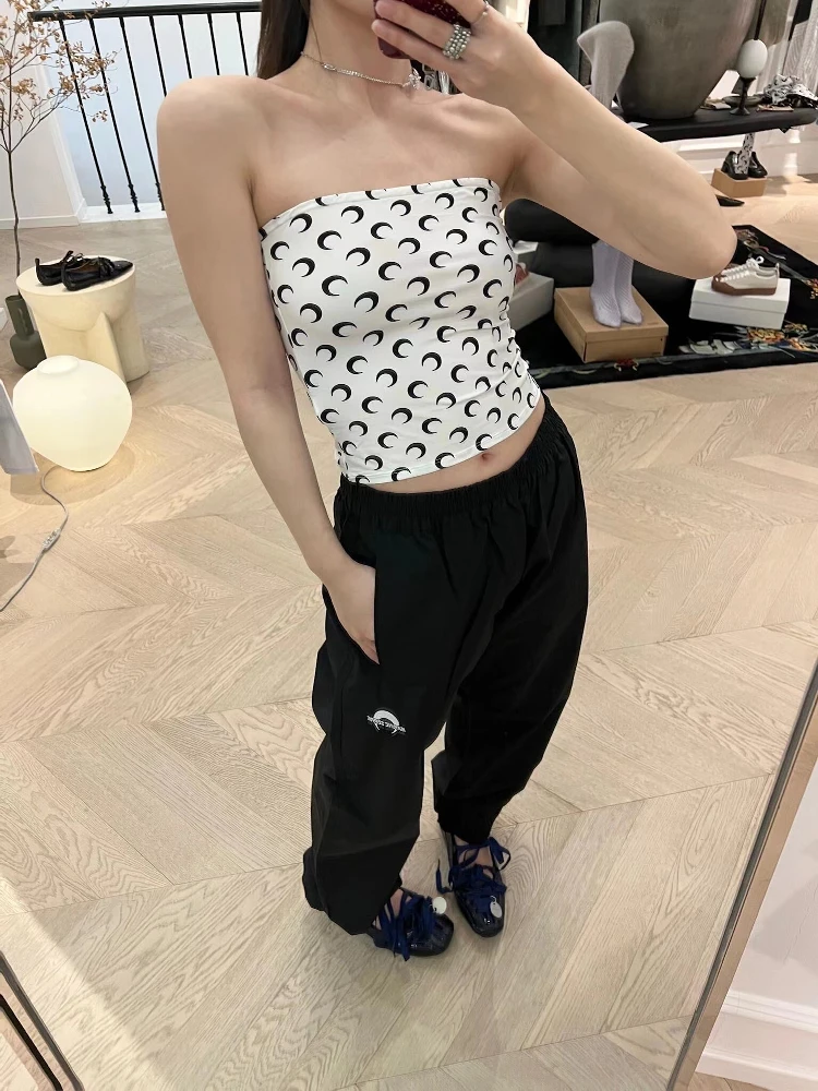 

Укороченный топ с лунным принтом, женский летний новый молочный шелковый жилет, уличный облегающий жилет Bal Faion, китайский заказ