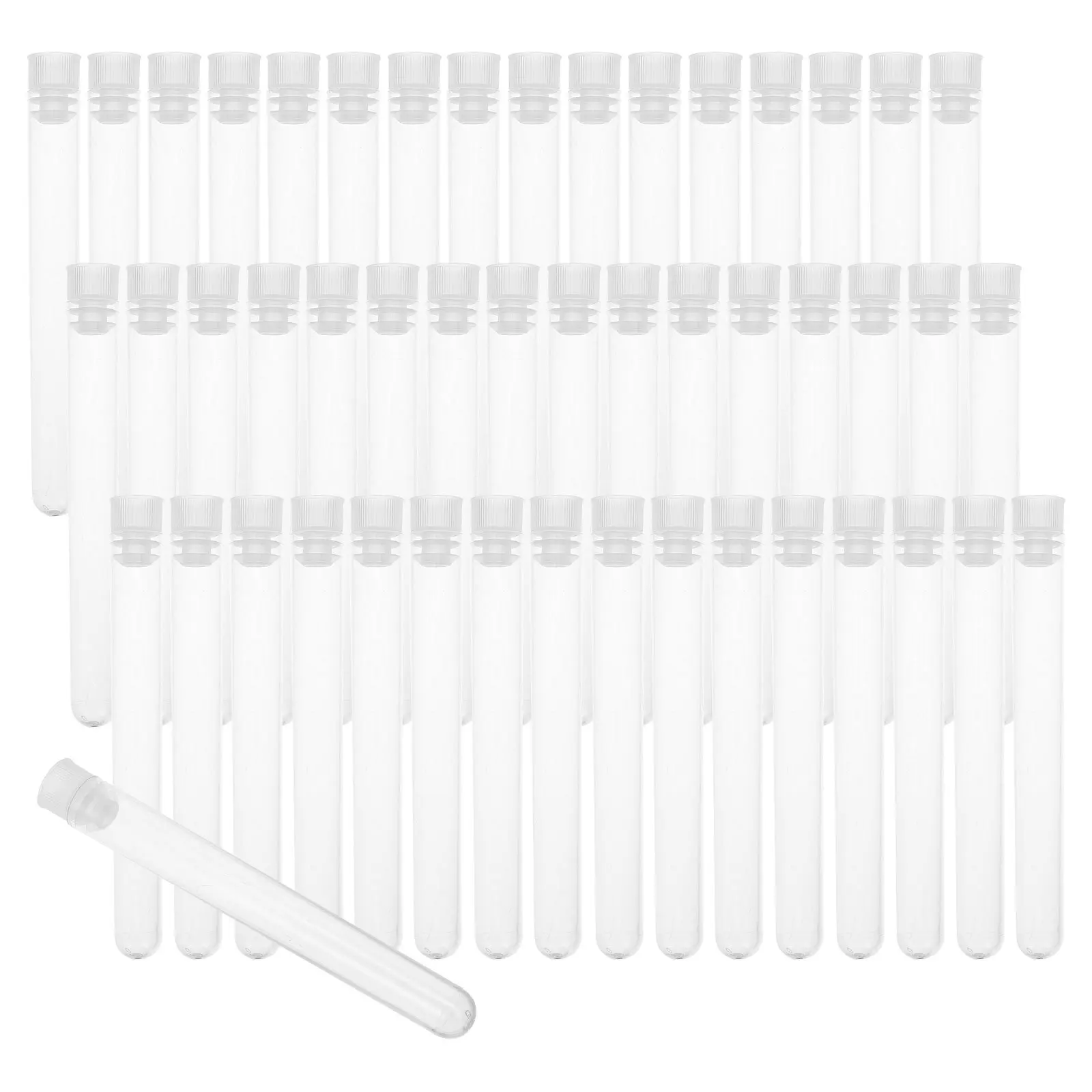 50Pcs Transparent Plastic Test Tubes Durable Scientific Experiment Tubes Storage Containers Laboratory Multi-Use Lightweight