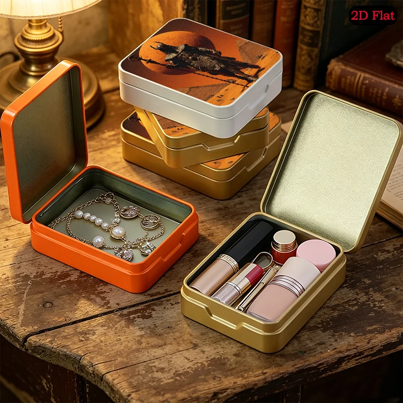Pharaoh Warrior theme Desktop Organizer Flip Top Tin Box, UV Printed Portable Custom Photo Metal Tin Box, Bookshelf Decoration