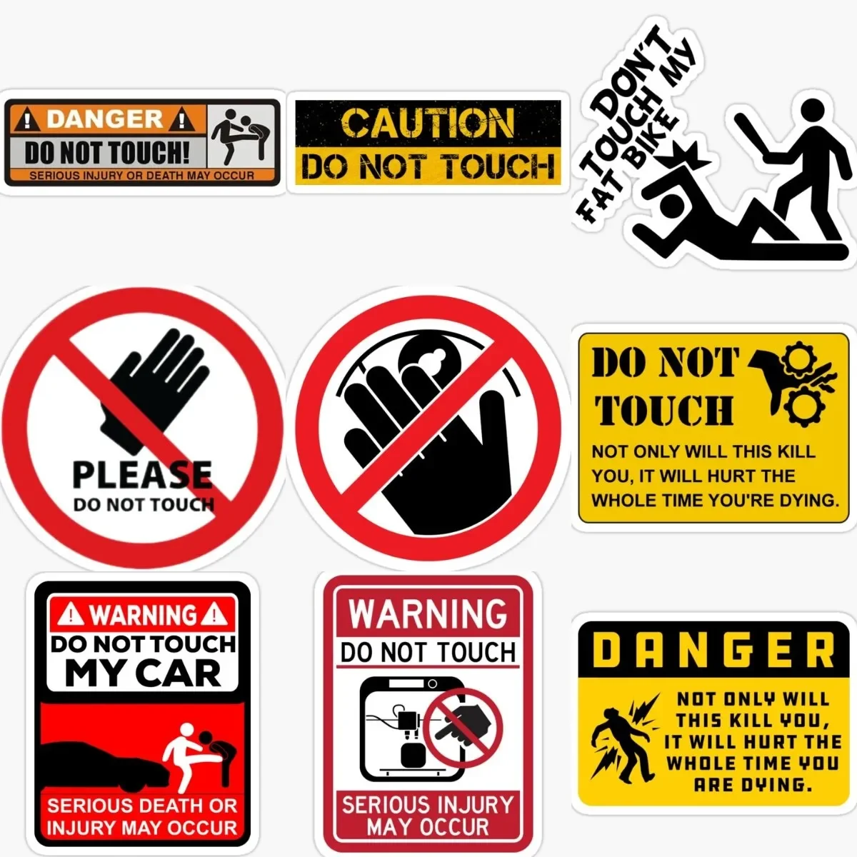 

Do Not Touch Warning Sige Creative Stickers Laptop Camper Van Bicycle Truck Wall Window Car Wall Box Truck Off-road PVC Decal