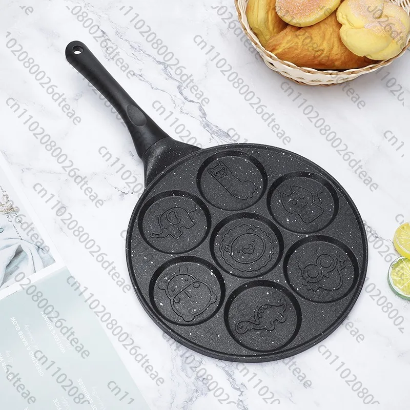 Non-stick Pan Seven Hole Waffles Cartoon  Face Grill Frying Pan Breakfast Pan