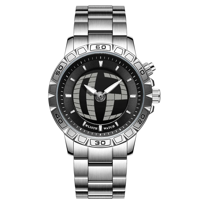 Retro Dual Display Second Timing Round Dial Dual Movement Men’s Quartz Watch Numeral Pointer Stainless Steel Band Wristwatch
