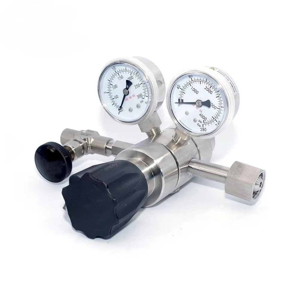 Best Seller Inlet 4000psi Outlet 300psi High Pressure Stainless Steel Two-Stage Hydrogen Pressure Regulator Hydrogen Flow