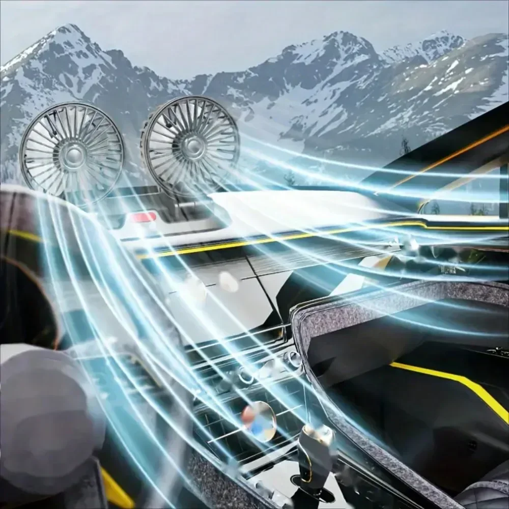 مروحة سيارة 5 فولت - مروحة تبريد USB مزدوجة الرأس قابلة للتعديل بسرعتين للسيارات الداخلية (ملحقات السيارة لتنظيم الرياح) #4