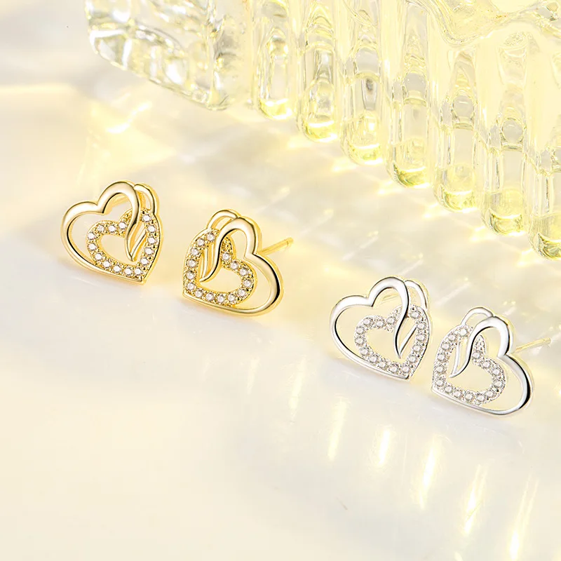 Neue Ohrringe aus 925er Sterlingsilber, glänzender 5A-Zirkon-Herzschmuck für Frauen, Hochzeit, edler Schmuck, Verlobung, hochwertige Geschenke