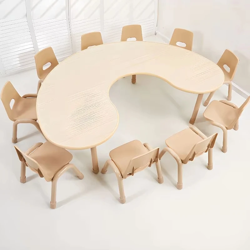 

Children's furniture set for daycare and kindergarten, including safe play chairs and tables for schools and supermarkets