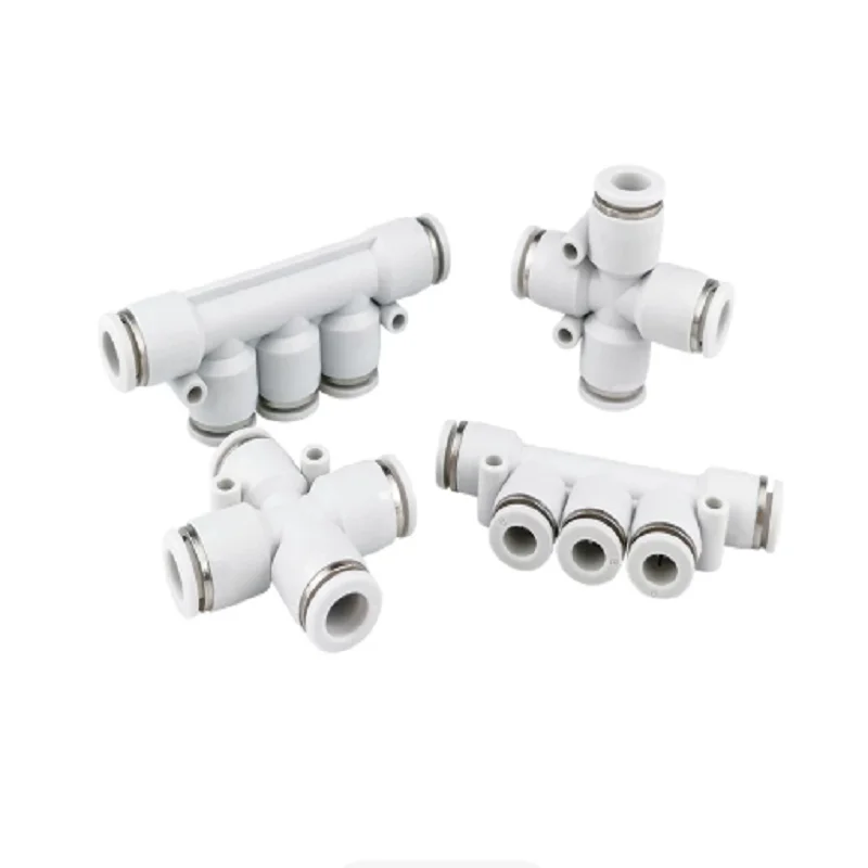 SPXL SPW SPA Pneumatic Push In Quick Fitting Cross 4 Way / 5 Way Manifold / Inline Flow Control Air Tube Connector 4mm 6mm 8mm 1