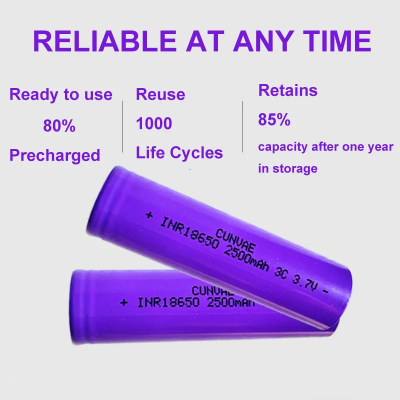 50Pcs 25R 18650 Lithium Rechargeable Battery INR18650 25 R M 3.7V High Discharge 10A Power Bateria