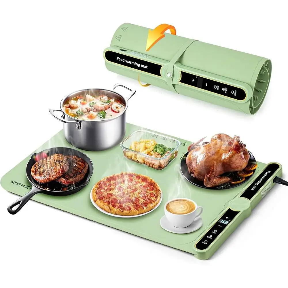 Electric Food Warming Mat Rapid Heating Tray with 9 Temperature Levels 6 Hour Timer Silicone Food Warmer Cooking Accessories