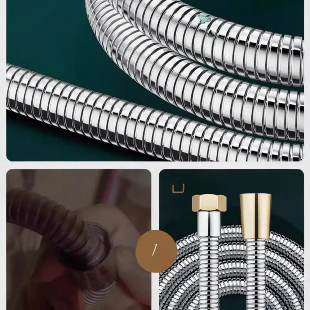 Universal Bathroom Shower Hose Flexible Stainless Steel Pipe High Flow Replacement Water Spray Head Plumbing Fitting Tool
