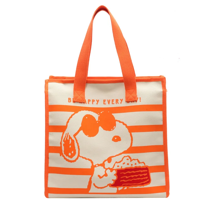 Mini Snoopy Cute Cartoon moda damska wszechstronna pojemna torba torba na zakupy w paski płócienna torba z nadrukiem