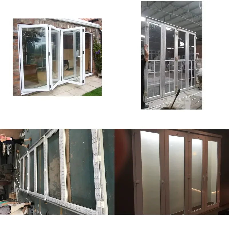 Modern House Folding Plastic Glass Door Bi-folding Door China UPVC Manufactory Products
