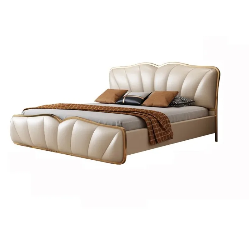 

Italian light luxury leather bed 1.8 meters master bedroom modern simple double bed designer model room 1.5 storage leather bed