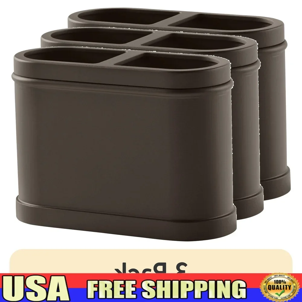 

Металлический держатель для зубных щеток, из 3 упаковок, элегантный органайзер для ванной комнаты, прочный дизайн, экономия места, идеальные электрические и традиционные зубные щетки