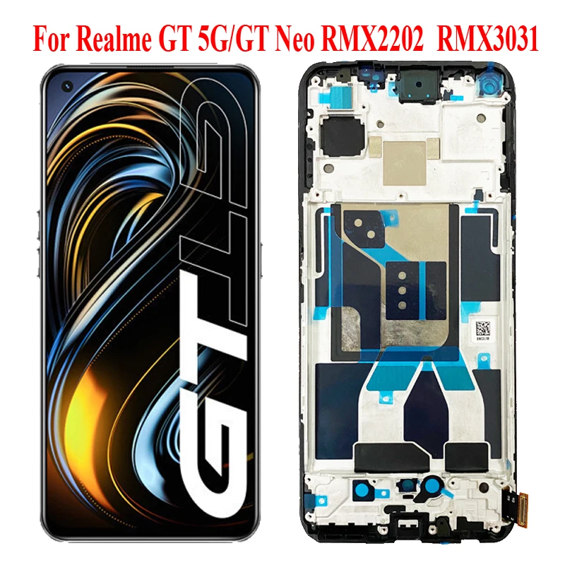 

SUPER AMOLED 6.34'' Realme GT LCD For Oppo Realme GT 5G LCD Display Screen+Touch Panel Digitizer For Realme GT Neo Flash Frame