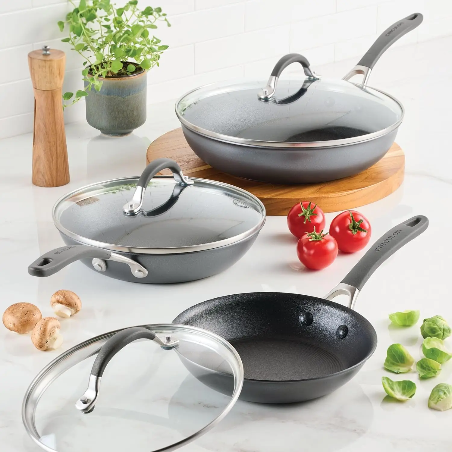 A1  with  Technology Nonstick Induction, Frying Pans/Skillets with Lids, Metal Utensil Safe,