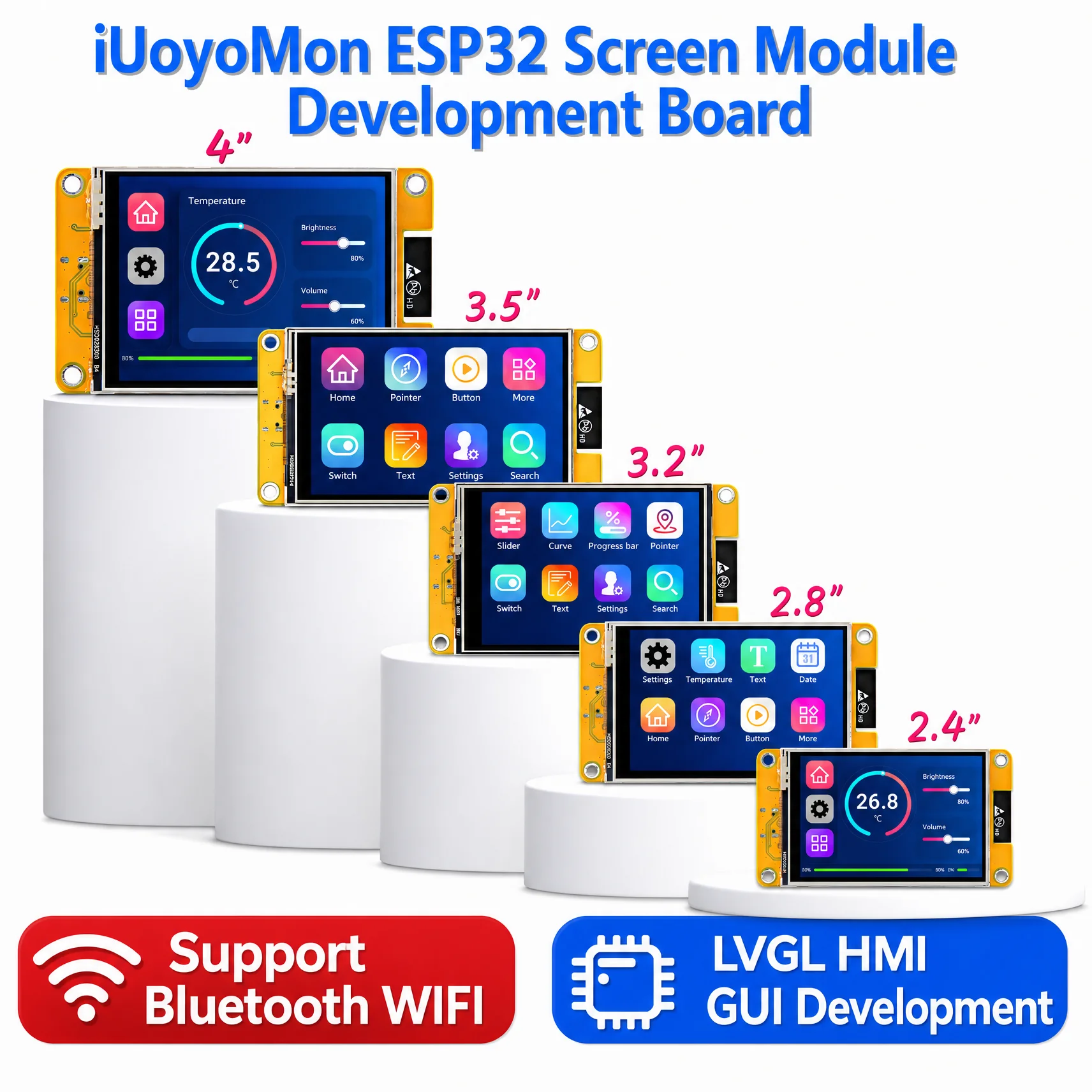 ESP32 MCU 2.8/3.2/3.5/4 Inch Smart Display for Arduino LVGL WIFI Bluetooth Touch Screen LCD TFT Module with Free Tutorials