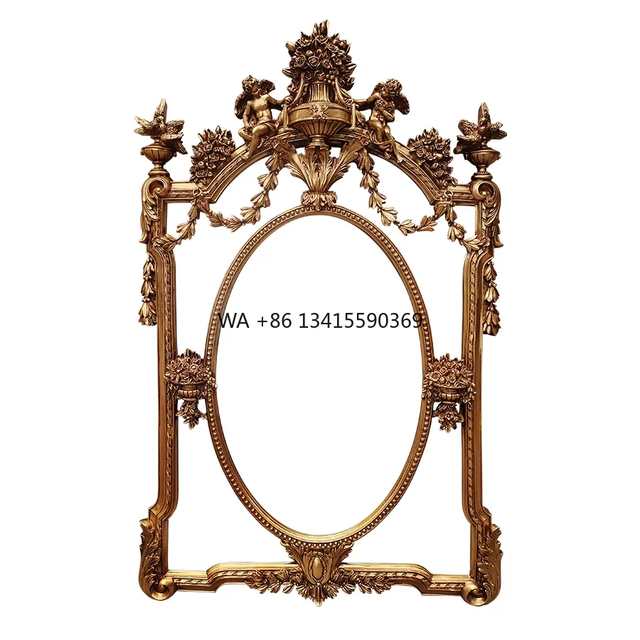 

Large Luxury European Vintage Irregular Gold Mirror for Bath Room