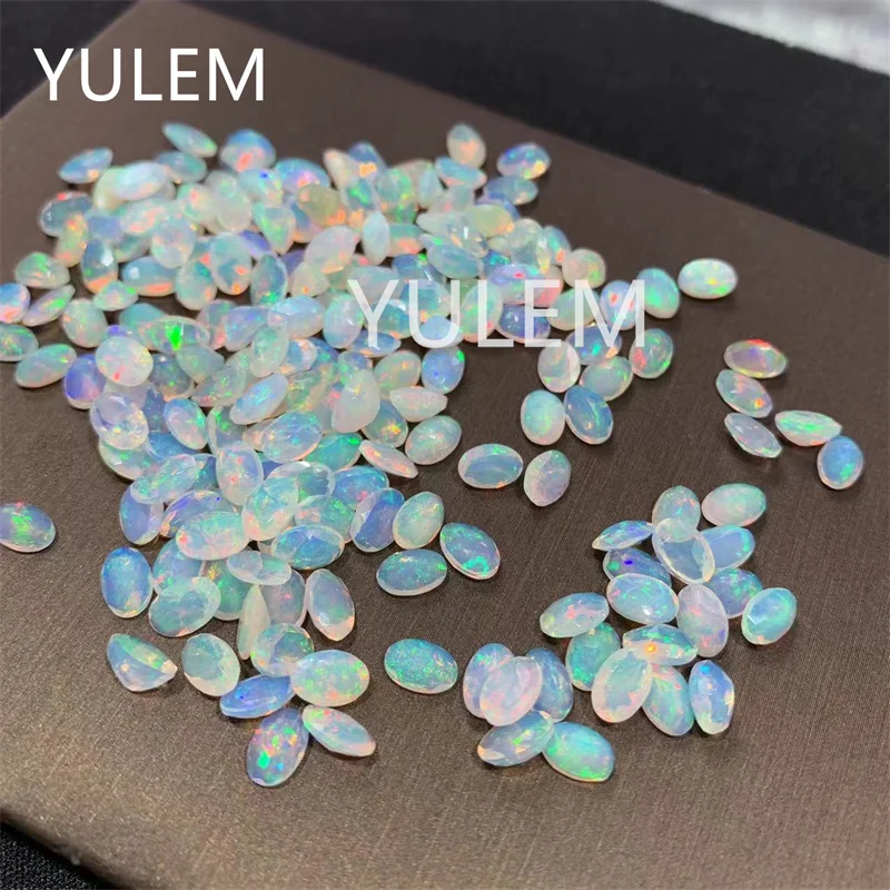 Opal Loose Stones Oval Shape Base Natural Facet Opal Loose Beads for Jewelry Making DIY Pendant Accessories