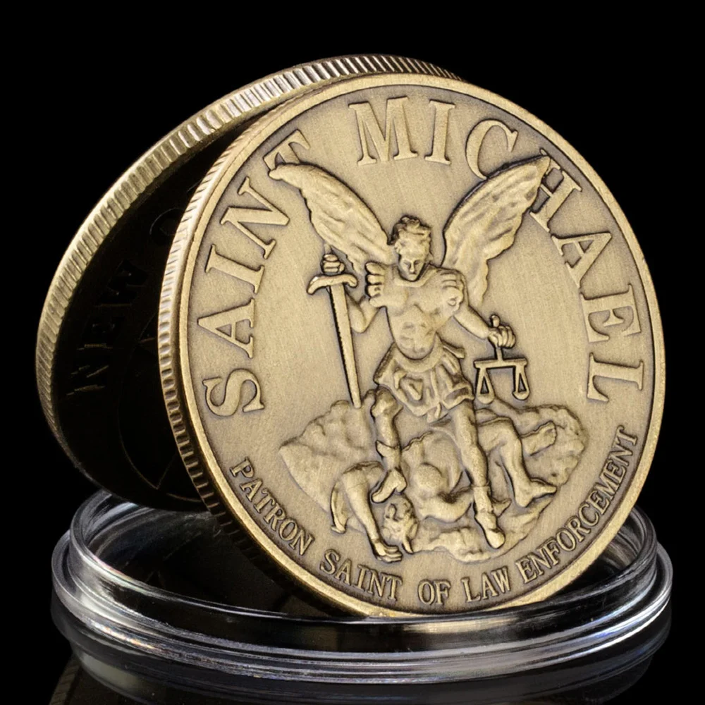 US New Orleans Police Officer Challenge Coin ST.Micheal Patron Saint of Law Enforcement Copper Plated Commemorative Coin view 2