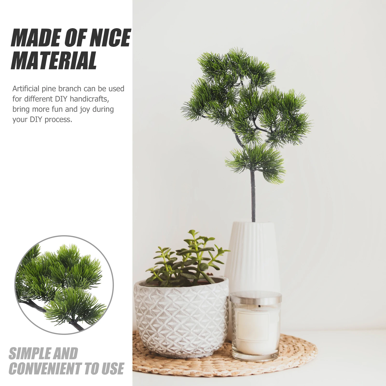 

4pcs Artificial Pine Branchesfaux Pine Needles Stems For Diy Christmas Wreath Making Ornament Home Office Decoration