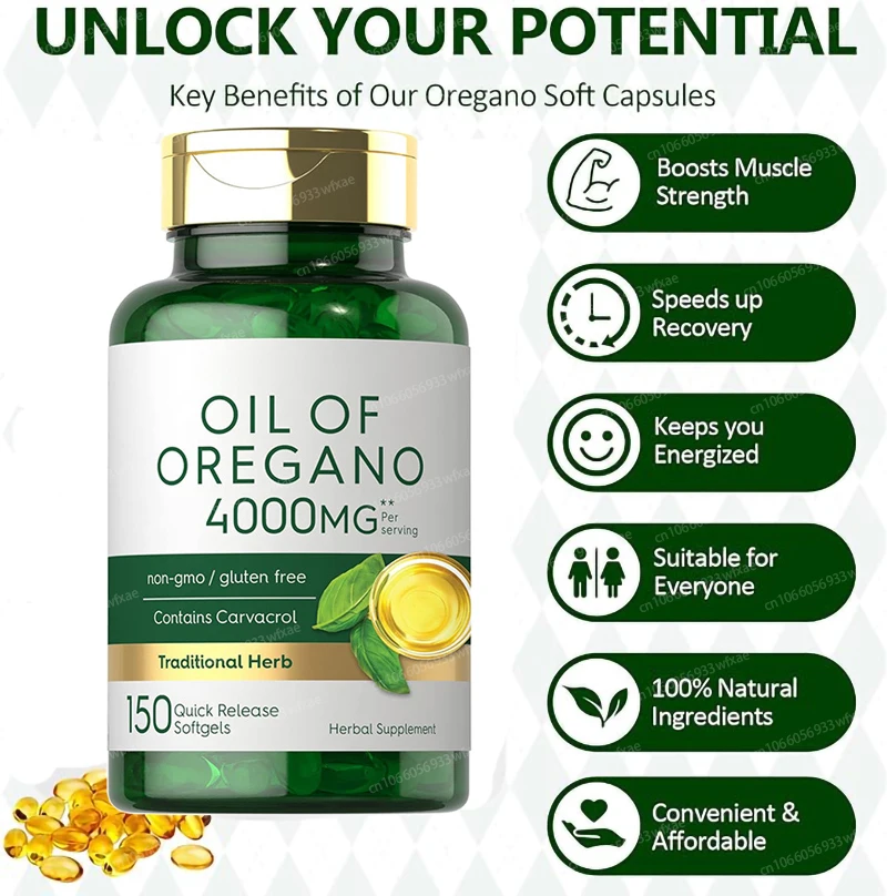 

150 Softgels Oil of Oregano for Digestion, Heart Health, Detoxification and Immune Support