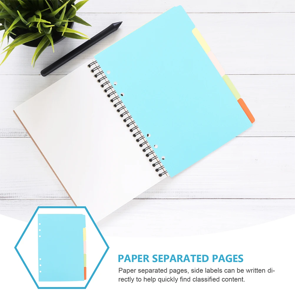 

10Pcs Binder Dividers Colored 5 Tabs Index Page Divider for 6 Ring Binders Office Organizer Binder Dividers Index Page Divider