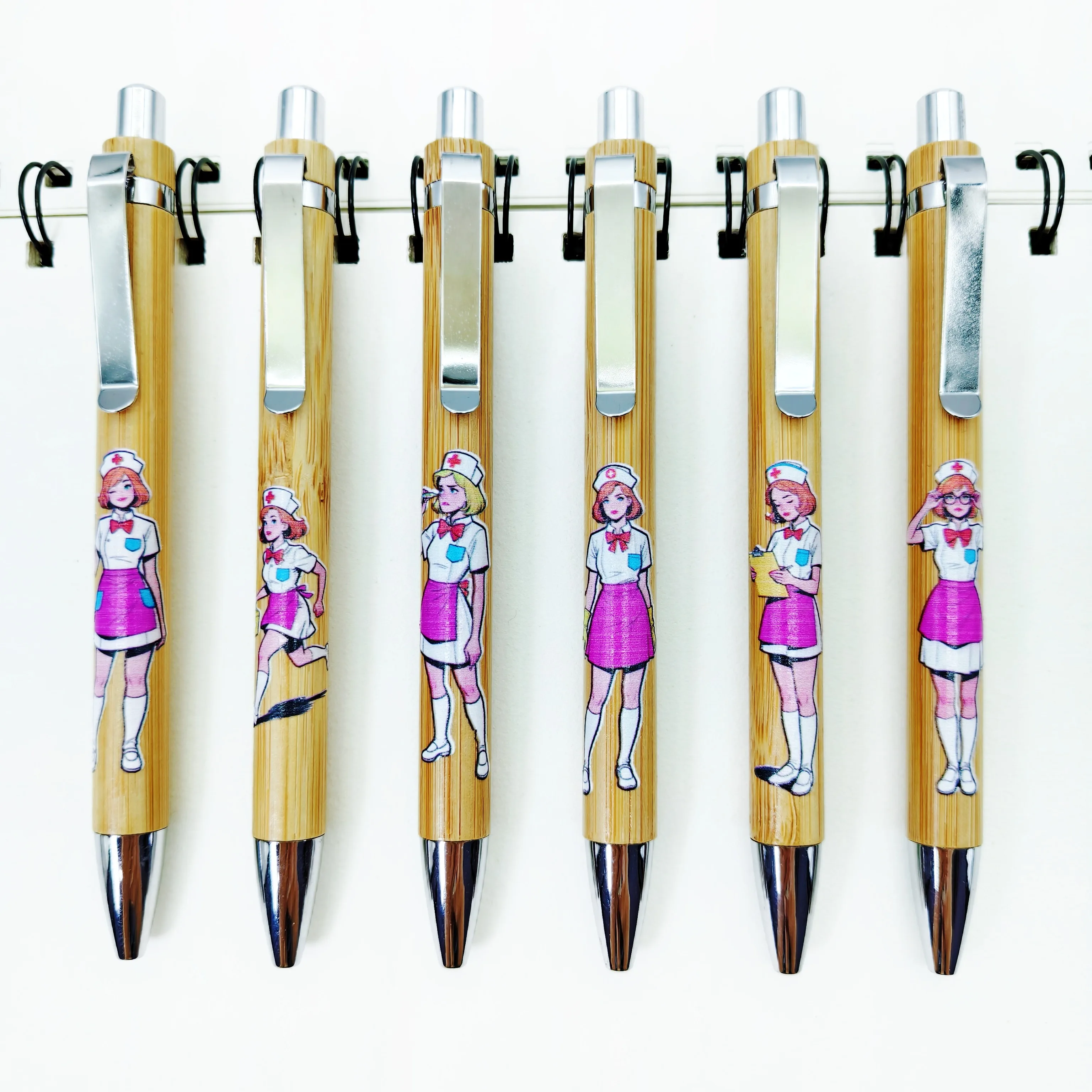 

6pcs/12pcs Female Nurse Theme Ballpoint Pen Nurse's Day Press Gift Pen Medical Care Ballpoint Pen