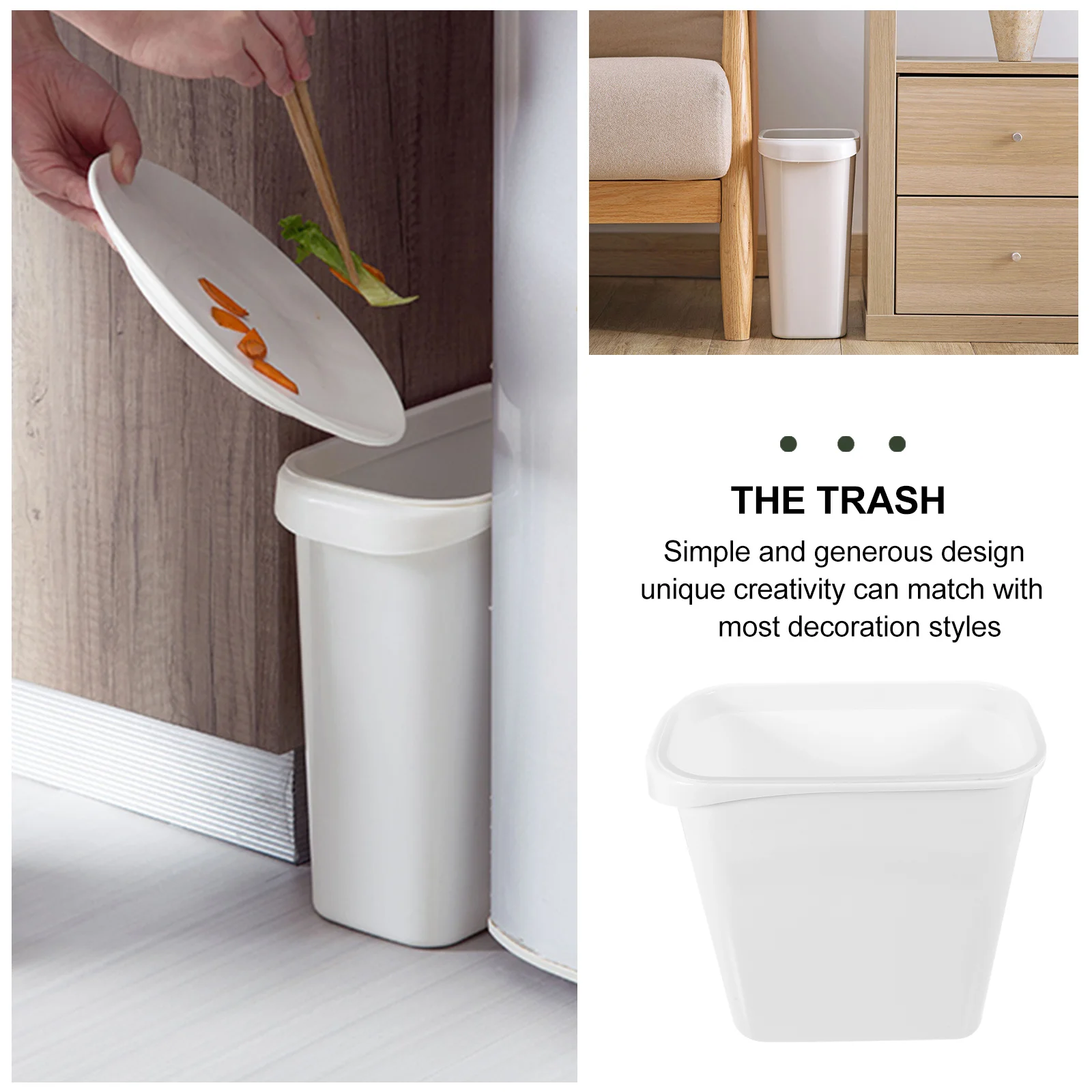 

Kitchen Gap Slim Trash Can Narrow Space Plastic Garbage Bin For Bathroom Office Bedroom Waste Paper Basket Multipurpose