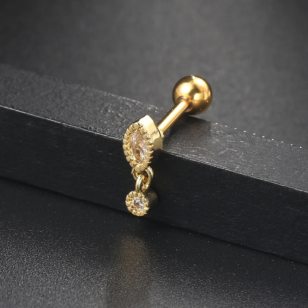 Daith Helix Flache Piercing-Ohrstecker für Frauen aus Edelstahl, Schraub-Ohrring für Knorpel, Tragus, Conch, Ohrläppchen, Modeschmuck – Detail 9