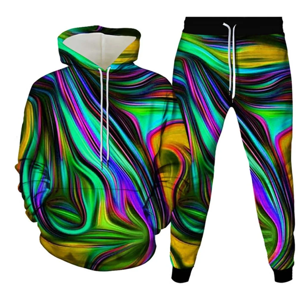 2023 Colorful Vortex 3D Print Men Women Tracksuit Sets Fashion Hoodie And Pants 2pcs Sets Oversized Pullover Casual Men Clothing