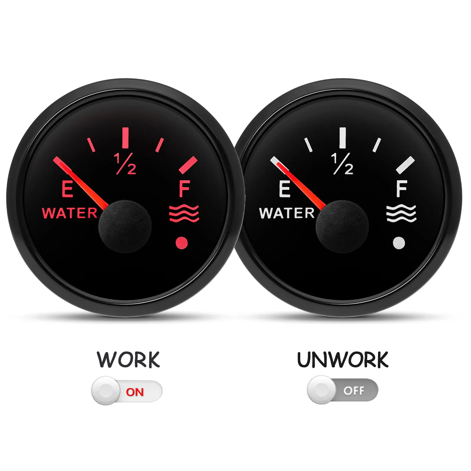 Indicateur de niveau d'eau précieux, jauge de niveau d'eau, signal de rétroéclairage avec alarme, universel Jane Diesel, 0-190ohm, 240-33ohm, 52mm