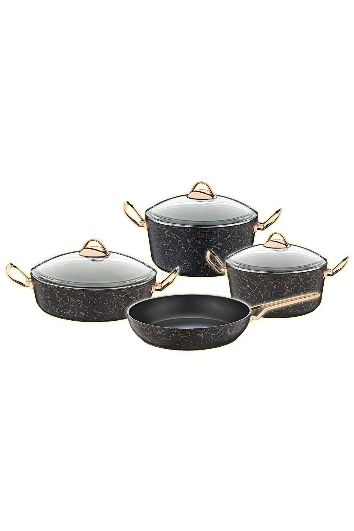 DOLBOVI 7 piece granite casting Cookware Set 3036 Gold Cookware Set