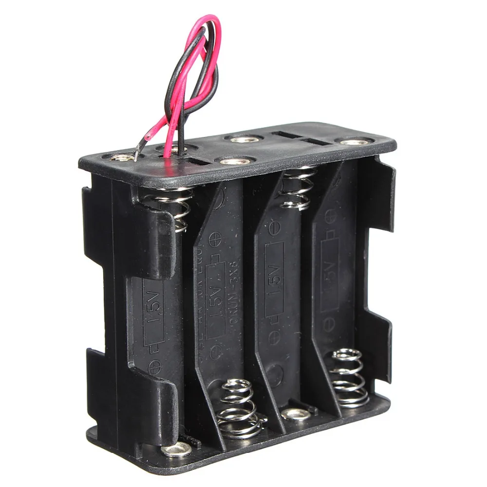 100pcs 12V 8 X aa Battery Clip Slot Storage Holder Box Case 8 AA Batteries Stack with 150mm Leads Wire