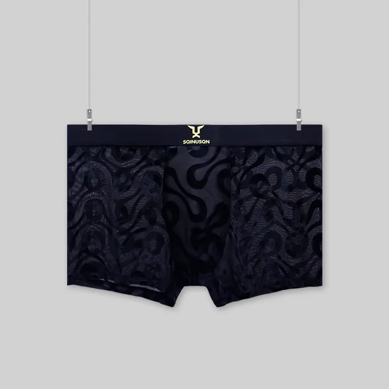 Premium Satin-Netz Herren-Boxershorts mit Wildem Leopardenmuster, Kühlende Eisseide, Atmungsaktive Komfortable Tägliche Sport-Unterwäsche