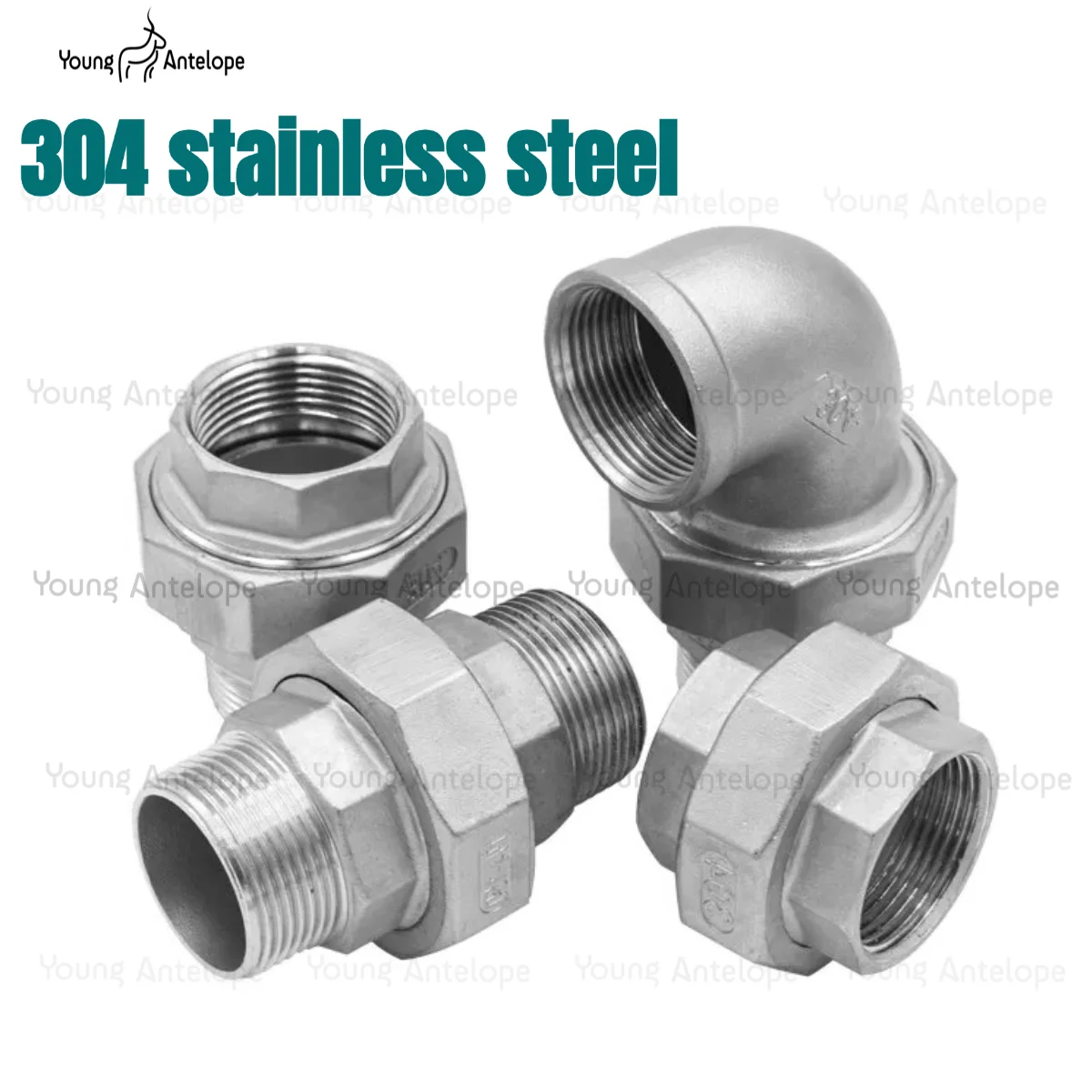 304 Stainless Steel 90 Degree Elbow Male Thread Union 1/4 3/8 1/2 3/4Live Joint Coupling Union Connector Pipe Fitting For Tube