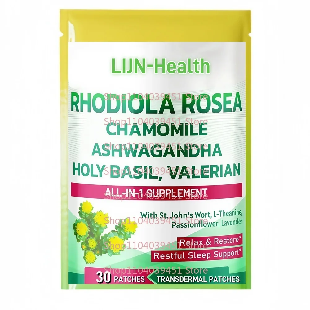 30 parches Parches transdermicos Rhodiola Rosea con manzanilla L-Theanina Passionflor valeriana Soporte Equilibrio del estado de ánimo y sueño