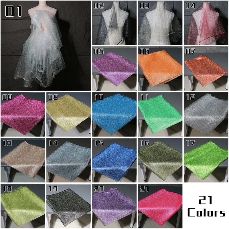 

Hollow Lace Gradient Iridescent Mesh Soft Yarn Fabric For Decoration Background Wedding Dress Clothing Diy Sewing Per Meter