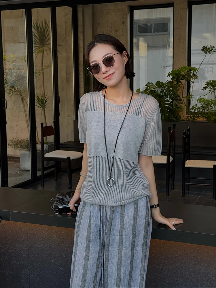 

Легкая прозрачная футболка Zozo Home Textile Beau с тонкой текстурой Q7084P, корейский стиль, свободный крой, летняя, с коротким рукавом