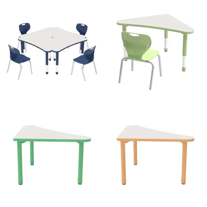 Modern Y Shape Kindergarten Activity Table Children Furniture Set Height Adjustable Durable Wood for School Workshop Use