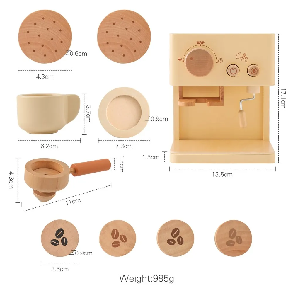 Children's Coffee Machine Kitchen Toys Wooden Montessori Toy Set Kids Cosplay Play House Early Education Educational Toys Gifts