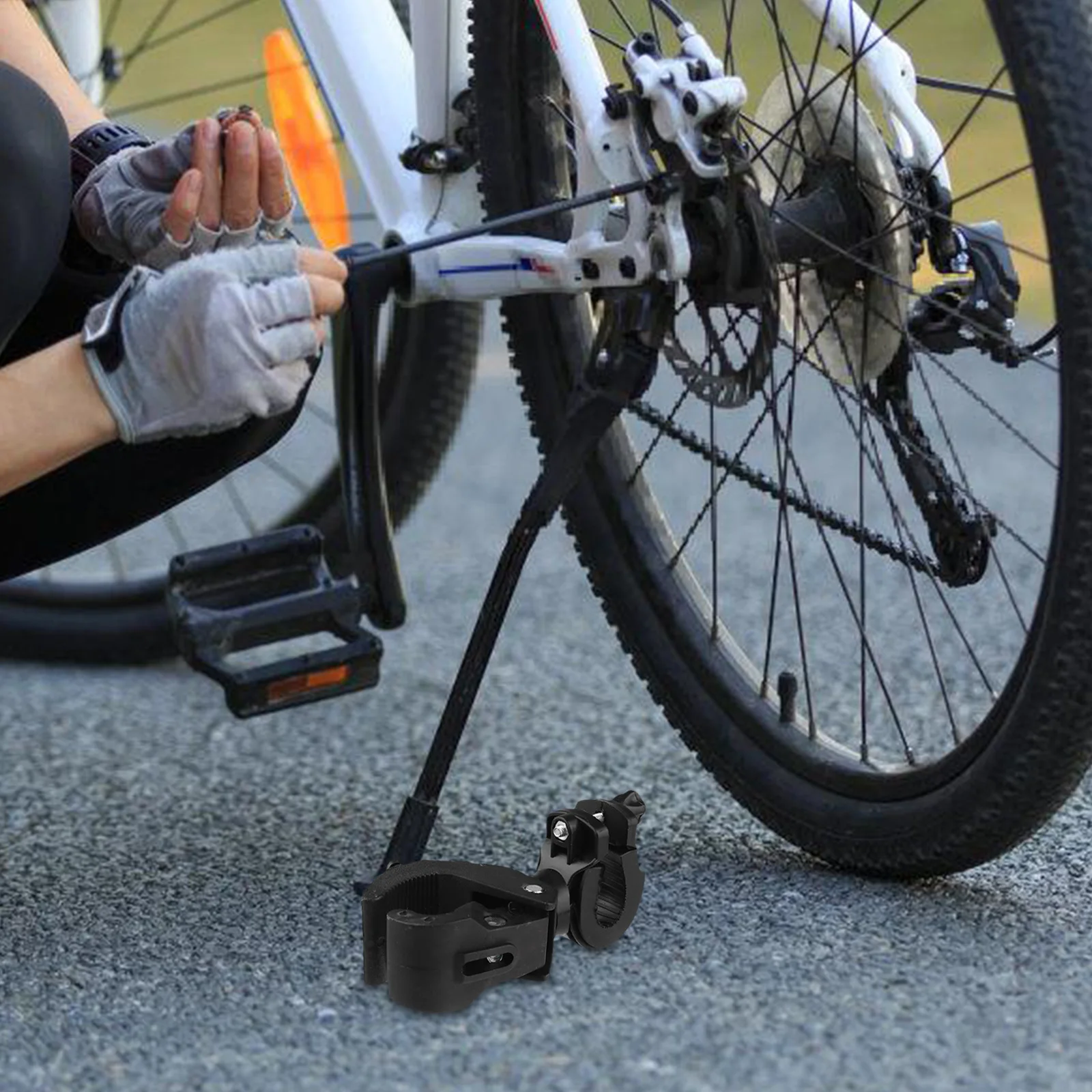 2Pcs Bike Front Light Holder Plastic Headlight Bracket Rotatable Bike Handlebar Flashlight Bracket Lamp Rack for Outdoor Riding