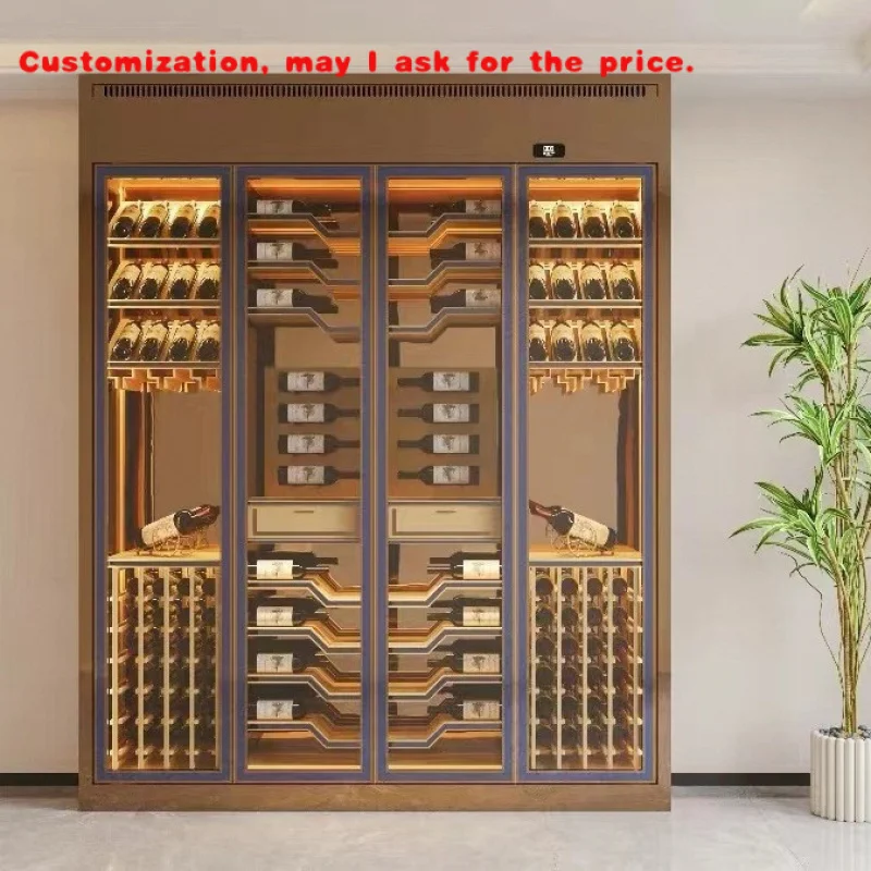 

custom.Red Wine Cellar High End Wine Display Cabinet Luxury Wall Mounted Glass Whisky Storage Rack Shelves