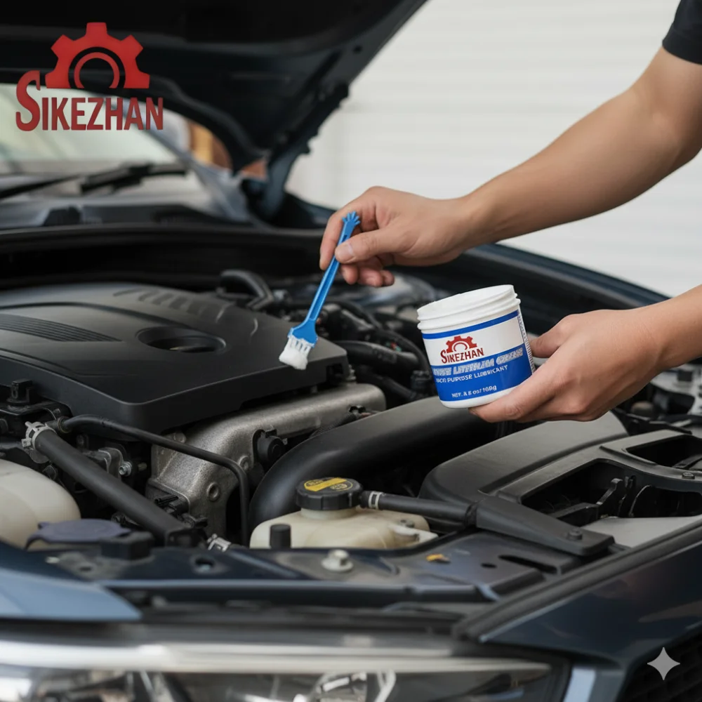 Premium White Lithium Grease With Brush Waterproof Multi-Purpose Lubricant Anti Rust Auto Marine Garage Door Hinge Metal Parts