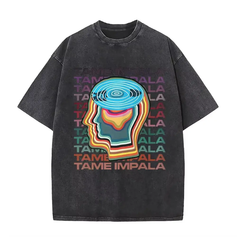 Fashion Y2K Hip Hop Gothic T Shirts Rock Band Tame Impala Deadbeat Tour 2026 Album T-shirt Vintage Oversized Washed T Shirt