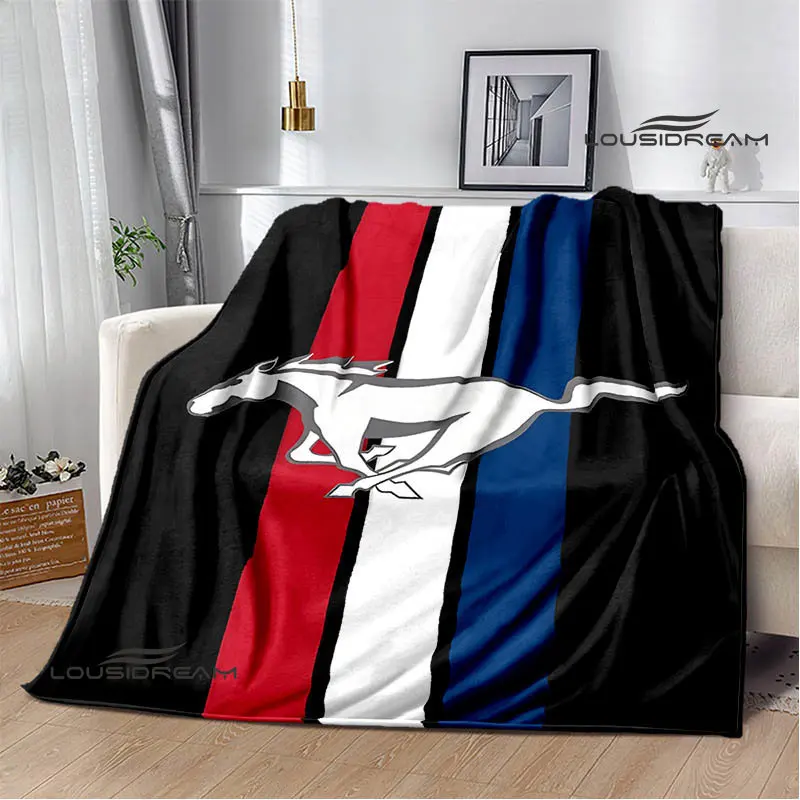 Mustang car logo printed blanket Flannel Blanket Warm blanket Home travel blanket Birthday Gifts blankets for beds