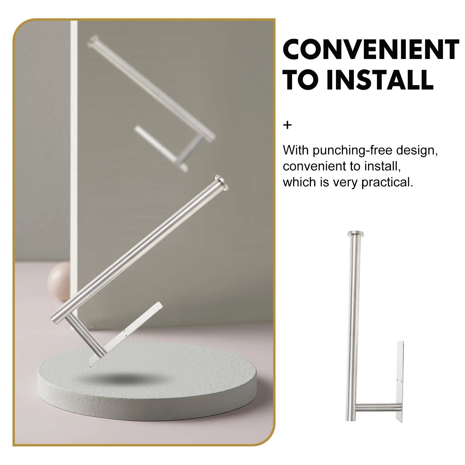 

1 Set Wall-Mounted Tissue Holder Kitchen Bathroom Rack Simple Design Roll Paper Towel Organizer Multi-Function Storage