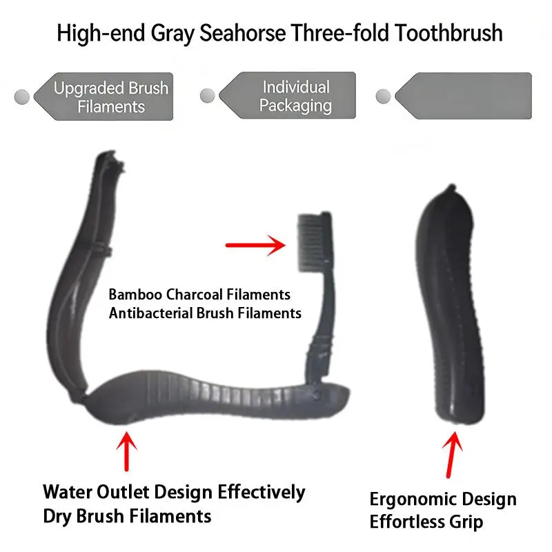 2Pcs Portable Foldable Toothbrush Compact Design for Outdoor Travel Camping Hiking Lightweight and Easy Carry