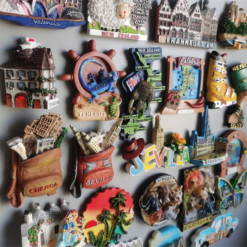 Fridge Magnets Tourist Souvenir France New Zealand Frankfurt Nevada Tenerife Spain Egypt Brussels Africa Amsterdam Berlin Saipan